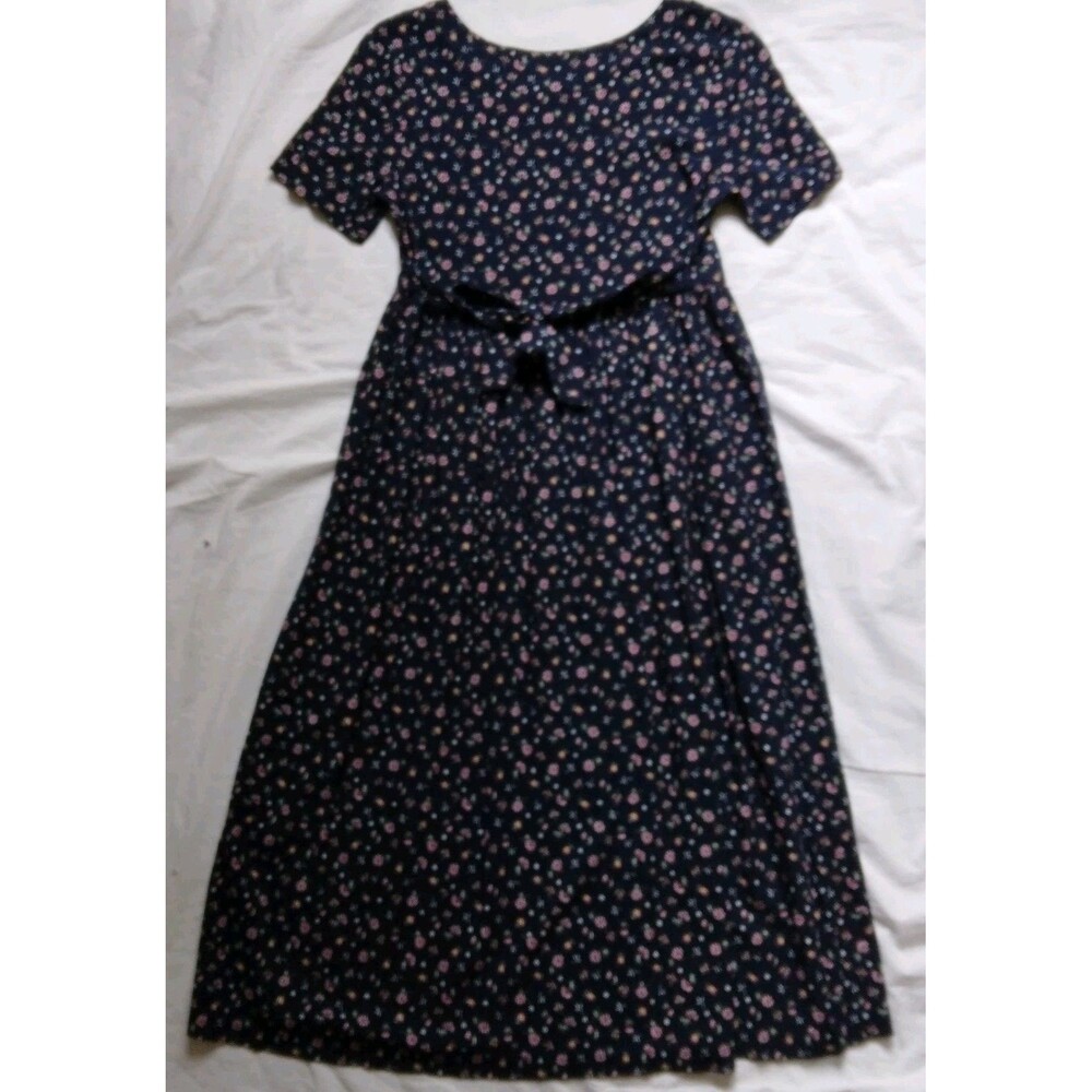Vintage Fiber Optics Button Down Dress 90s Cottagecore Fairycore Blue Floral 7/8 - Picture 8 of 11